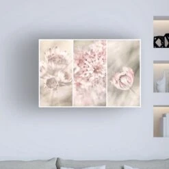Timberlake Gustav Davidsson 'Pink Floral Panels' 22" X 32" Canvas Art