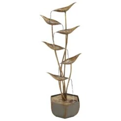 Maple And Jade 43" Rustic Metal Fountain In Gold