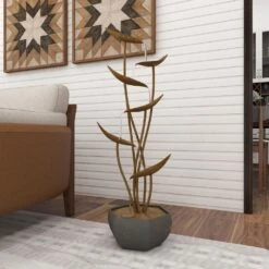 Maple And Jade 43" Rustic Metal Fountain In Gold -Home Decoration Series 57681835 10