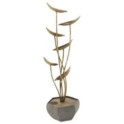 Maple And Jade 43" Rustic Metal Fountain In Gold -Home Decoration Series 57681835 8