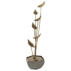 Maple And Jade 43" Rustic Metal Fountain In Gold -Home Decoration Series 57681835 9