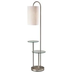 Adesso Leonard Floor Lamp In Brushed Steel