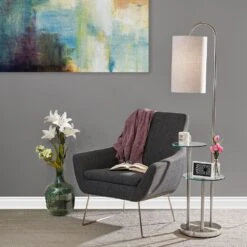 Adesso Leonard Floor Lamp In Brushed Steel -Home Decoration Series 57839235 4