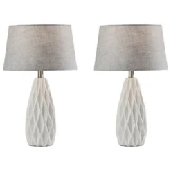 Adesso Joan Table Lamp In White (Set Of 2)
