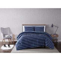 Pem America Truly Soft Maddow 2-Piece Twin XL Comforter Set In Navy 13 Pem America Truly Soft Maddow 2-Piece Twin XL Comforter Set In Navy -Home Decoration Series 57872087 6