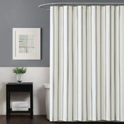 Pem America Truly Soft Millennial Shower Curtain In Ivory And Black