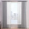 Pem America Style 212 Sheer 2-Piece 50" X 84" Window Panel Pair In Grey