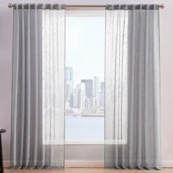 Pem America Style 212 Sheer 2-Piece 50" X 84" Window Panel Pair In Grey