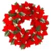 The Gerson Company 24" Poinsettia Wreath With 45 LED Lights In Red 1 The Gerson Company 24" Poinsettia Wreath With 45 LED Lights In Red -Home Decoration Series 58210923 1