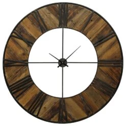 Flair Industries Metal And Wood Wall Clock In Brown