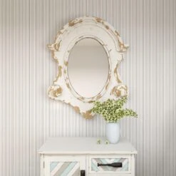 Maple And Jade 35" X 43" Oval Wall Mirror In Distressed White -Home Decoration Series 58625054 10