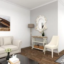 Maple And Jade 35" X 43" Oval Wall Mirror In Distressed White -Home Decoration Series 58625054 15