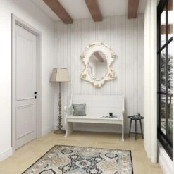 Maple And Jade 35" X 43" Oval Wall Mirror In Distressed White -Home Decoration Series 58625054 16