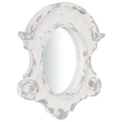 Maple And Jade 35" X 43" Oval Wall Mirror In Distressed White -Home Decoration Series 58625054 5