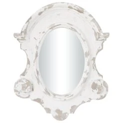 Maple And Jade 35" X 43" Oval Wall Mirror In Distressed White -Home Decoration Series 58625054 8