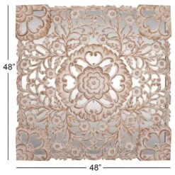 Maple And Jade 48" X 48" Wall Decor In White -Home Decoration Series 58625781 9