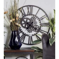 Maple And Jade Industrial 32" Wall Clock In Black -Home Decoration Series 58625815 5