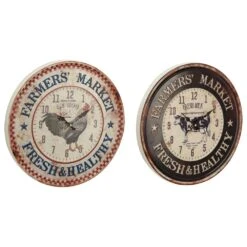 Maple And Jade 16" Wall Clock In Dark Brown And Creme (Set Of 2)