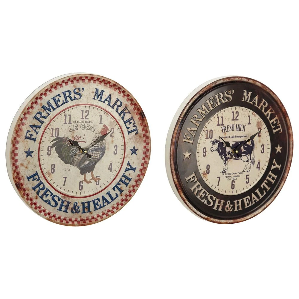 Maple And Jade 16" Wall Clock In Dark Brown And Creme (Set Of 2) 3 Maple And Jade 16" Wall Clock In Dark Brown And Creme (Set Of 2)