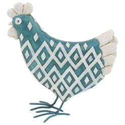 Maple And Jade Chicken Sculptures In Turquoise (Set Of 2) -Home Decoration Series 58629718 5