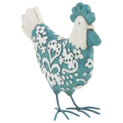 Maple And Jade Chicken Sculptures In Turquoise (Set Of 2) -Home Decoration Series 58629718 6