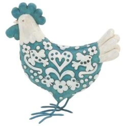 Maple And Jade Chicken Sculptures In Turquoise (Set Of 2) -Home Decoration Series 58629718 8