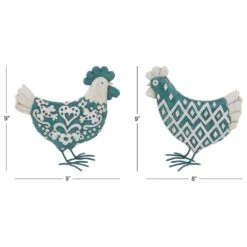 Maple And Jade Chicken Sculptures In Turquoise (Set Of 2) -Home Decoration Series 58629718 9