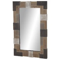 Maple And Jade 28" X 45" Wall Mirror In Distressed Brown And White -Home Decoration Series 58629767 11