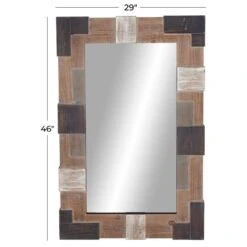 Maple And Jade 28" X 45" Wall Mirror In Distressed Brown And White -Home Decoration Series 58629767 13