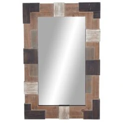 Maple And Jade 28" X 45" Wall Mirror In Distressed Brown And White -Home Decoration Series 58629767 4