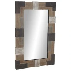 Maple And Jade 28" X 45" Wall Mirror In Distressed Brown And White -Home Decoration Series 58629767 7