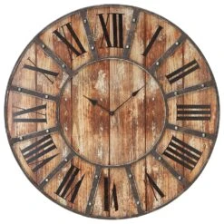 Maple And Jade 24" Farmhouse Wall Clock In Brown