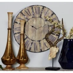 Maple And Jade 24" Farmhouse Wall Clock In Brown -Home Decoration Series 58630468 5