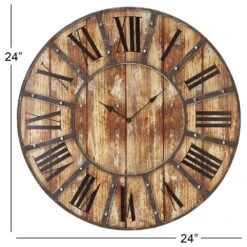 Maple And Jade 24" Farmhouse Wall Clock In Brown -Home Decoration Series 58630468 6