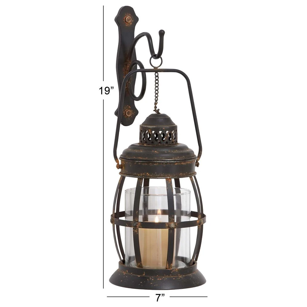 Maple And Jade 7" X 19" Candle Holder Wall Sconce In Distressed Dark Brown 11 Maple And Jade 7" X 19" Candle Holder Wall Sconce In Distressed Dark Brown - Image 9