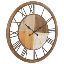 Maple And Jade 36" Wall Clock In Distressed Brown -Home Decoration Series 58633694 4