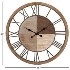 Maple And Jade 36" Wall Clock In Distressed Brown -Home Decoration Series 58633694 8