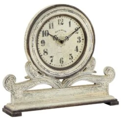 Maple And Jade 16" X 15" Table Clock In Distressed White