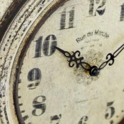 Maple And Jade 16" X 15" Table Clock In Distressed White -Home Decoration Series 58633769 3