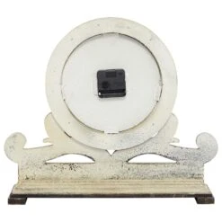 Maple And Jade 16" X 15" Table Clock In Distressed White -Home Decoration Series 58633769 5
