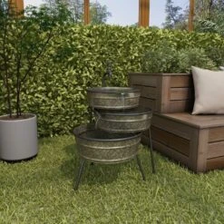 Maple And Jade 26" Farmhouse 3-Tier Tub Fountain In Gray -Home Decoration Series 58635301 13