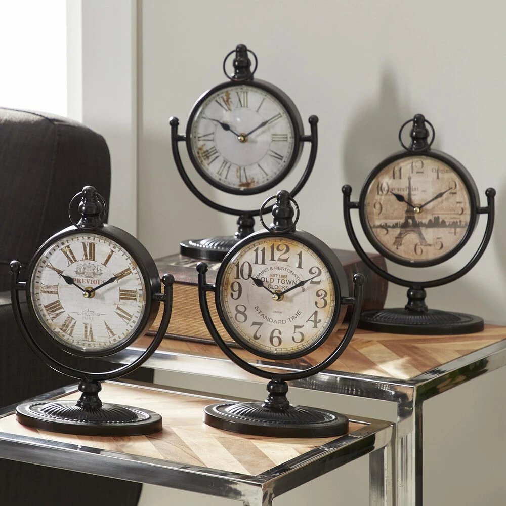 Maple And Jade Table Clock With Half Moon Stand In Black (Set Of 4) 4 Maple And Jade Table Clock With Half Moon Stand In Black (Set Of 4) - Image 2