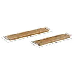 Novogratz Rectangular Tray In Brown And Silver (Set Of 2) -Home Decoration Series 58636812 4