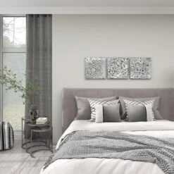 Maple And Jade 16" X 16" Wall Decor In Grey (Set Of 3) -Home Decoration Series 58640400 13