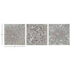 Maple And Jade 16" X 16" Wall Decor In Grey (Set Of 3) -Home Decoration Series 58640400 16