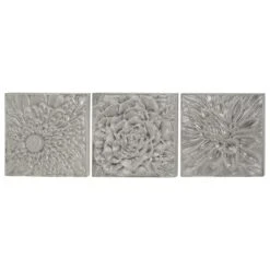 Maple And Jade 16" X 16" Wall Decor In Grey (Set Of 3) -Home Decoration Series 58640400 7
