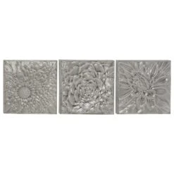 Maple And Jade 16" X 16" Wall Decor In Grey (Set Of 3) -Home Decoration Series 58640400 8