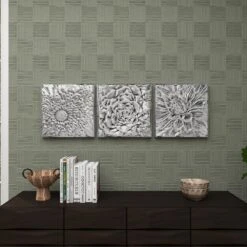Maple And Jade 16" X 16" Wall Decor In Grey (Set Of 3) -Home Decoration Series 58640400 9