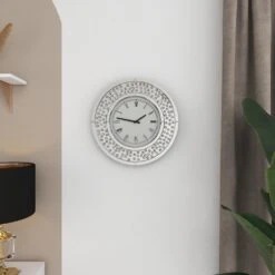 Maple And Jade 20" Round Wall Clock In Silver -Home Decoration Series 58643115 10