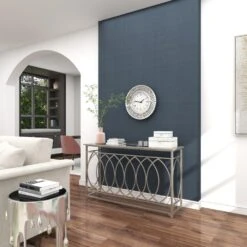 Maple And Jade 20" Round Wall Clock In Silver -Home Decoration Series 58643115 15